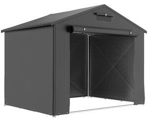Outsunny 8 x 6 ft Outdoor Garden Storage Shed, Waterproof Bike Tent with Roll-Up Zipper Door