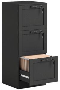 HOMCOM 3-Drawer Filing Cabinet with Lock - Black