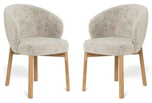 Denver Fabric Dining Chairs With Matt Oak Legs In Pair - Beige