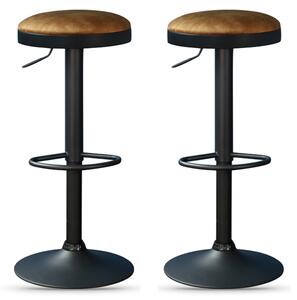 Rexford Rust Fabric Gas Lift Stools - Pair