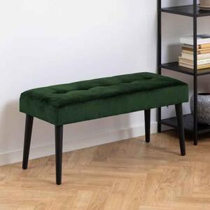 Primm Fabric Dining Bench With Black Legs - Forest Green
