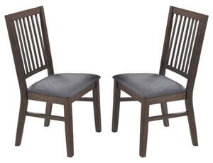 Rochelle Dark Oak Wooden Dining Chairs With Fabric Seat - Pair