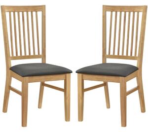 Rochelle Light Oak Wooden Dining Chairs With Fabric Seat - Pair