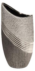 Belcourt Large Ceramic Deco Vase - Grey And Silver