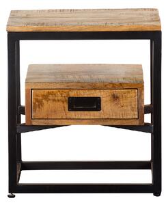 Abbeville Wooden Side Table With 1 Drawer - Oak And Black