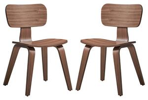 Aiken Walnut Wooden Dining Chairs In Pair