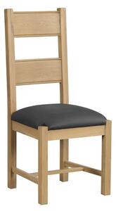 Danville Wooden Dining Chair In Oak With Grey Seat