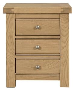 Danville Wooden Bedside Cabinet With 3 Drawers In Oak