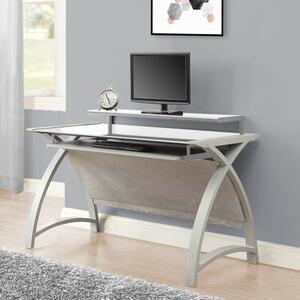 Helsinki Wide Desk with Monitor Shelf Grey