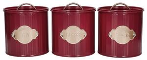 Set of 3 Airtight Canisters Burgundy