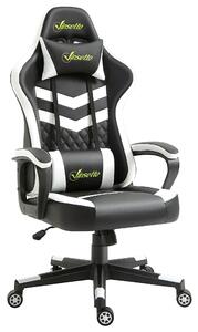 Vinsetto Racing Gamer Chair, Swivel Wheel, Lumbar Support, Headrest, PVC Leather, Black White