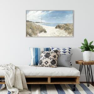 Lighthouse Dunes by Adelene Fletcher Framed Canvas Brown