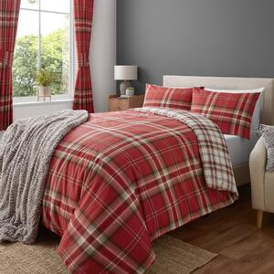 Catherine Lansfield Kelso Check Duvet Cover & Pillowcase Set Red