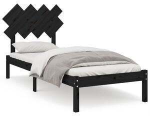 Bed Frame Black 90x190 cm Single Solid Wood