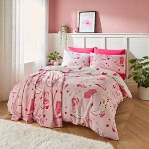 Sassy B Cowgirl Boot Reversible Duvet Cover Bedding Set Pink