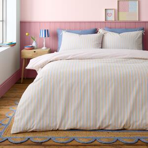 Catherine Lansfield Brighton Stripe Easy Care Duvet Cover Bedding Set Pastel