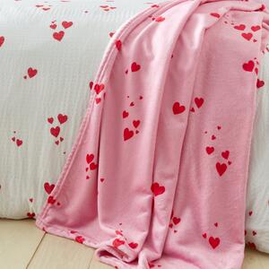 Catherine Lansfield Heart Soft and Cosy 200cm x 240cm Throw Pink