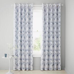 Catherine Lansfield Lucie Floral Ready Made Eyelet Curtains 66'' x 90'' Blue