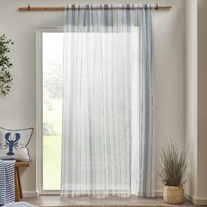 Catherine Lansfield Harbour Stripe Slot Top Ready Made Single Voile Curtain White