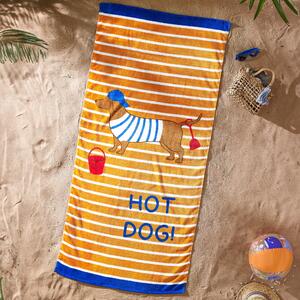 Catherine Lansfield Hot Dog Absorbent Beach Towel Orange