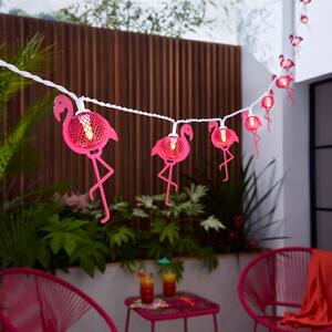 Flamingo 10 LED Indoor Outdoor Solar String Lights Pink