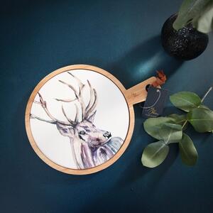 Stag Wood and Ceramic Serving Board White