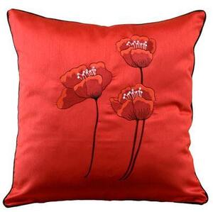 Poppies Filled Cushion 18x18 Red