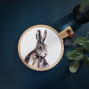 Meg Hawkins Hare Wood and Ceramic Serving Board White