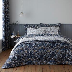 Hardwick Blue Bedspread Blue/White/Gold