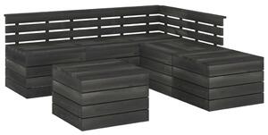 6 Piece Garden Pallet Lounge Set Solid Pinewood Dark Grey