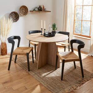 Effy 4 Seater Round Dining Table, Wood Effect Natural