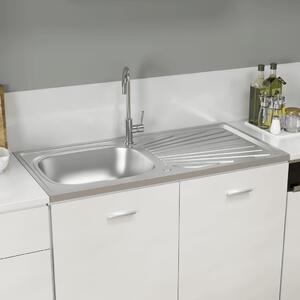 Kitchen Sink with Drainer Set Silver 1000x500x155 mm Stainless Steel