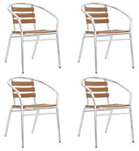 Stackable Garden Chairs 4 pcs Aluminium and WPC Silver