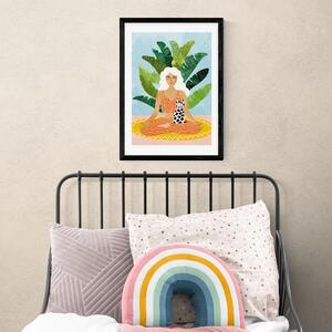 East End Prints Meditation with Cat Print MultiColoured
