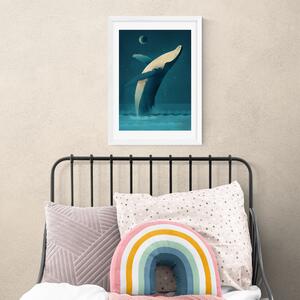 East End Prints Humpback Whale Print Blue