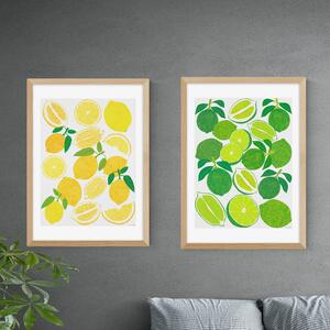Set of 2 Lemon & Lime Prints Yellow/Green