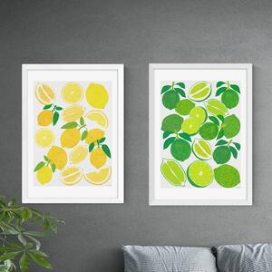 Set of 2 Lemon & Lime Prints Yellow/Green