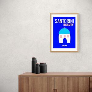 Santorini Beauty Greece Print Blue