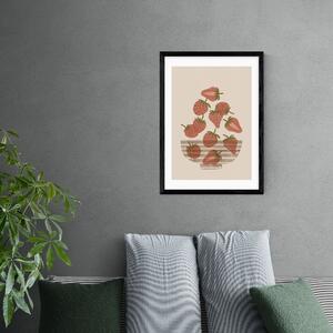 East End Prints Strawberry Bowl Print Red