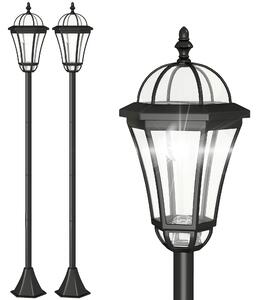 Outsunny Solar LED Garden Lamps: 2 Water-Resistant Lanterns for Patio Pathway, Auto Switch, Black Aosom UK