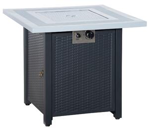 Outsunny Square Propane Gas Fire Pit Table, 40000 BTU Rattan Smokeless Firepit Patio Heater w/ Lava Rocks & Lid, 71cm x 71cm x 62cm, Black Aosom UK