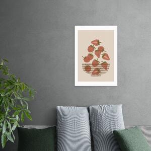 East End Prints Strawberry Bowl Print Red