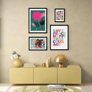 Set of 4 Happiness Prints MultiColoured