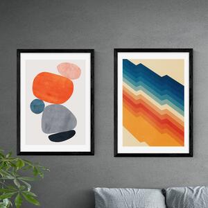 Set of 2 East End Prints Retro Abstract Prints MultiColoured