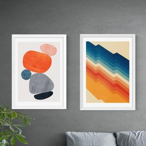 Set of 2 East End Prints Retro Abstract Prints MultiColoured