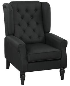 HOMCOM Retro Accent Chair, Linen Wingback Armchair with Wood Frame Button Tufted Design for Living Room Bedroom, Black