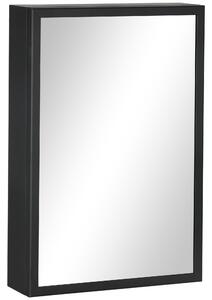 Kleankin Bathroom Cabinet with Mirror, Wall Mounted Bathroom Mirror Cabinet with Storage Shelves, 40 x 12 x 60 cm, Black