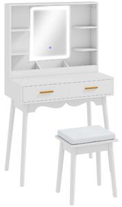 HOMCOM Elegant Dressing Table, with LED Mirror - White