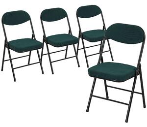 HOMCOM Set of Four Folding Corduroy Seat Chairs - Blue