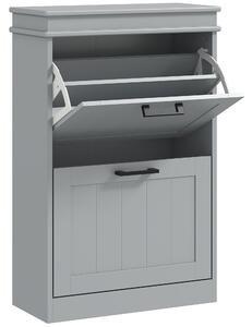 HOMCOM Two-Drawer Minimalistic Shoe Storage Cabinet, for 10 Shoes, Grey